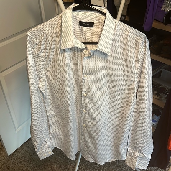 NWT Theory White Long Sleeve Button Down Shirt - Picture 1 of 5